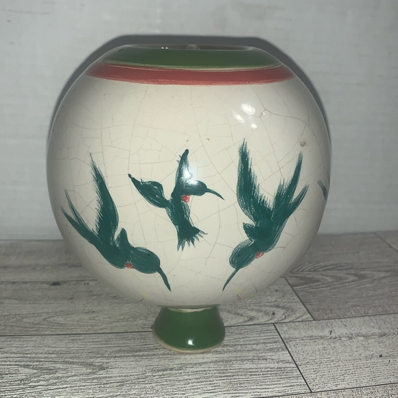 Hand painted Pottery Hummingbird feeder - Picture 2 of 5